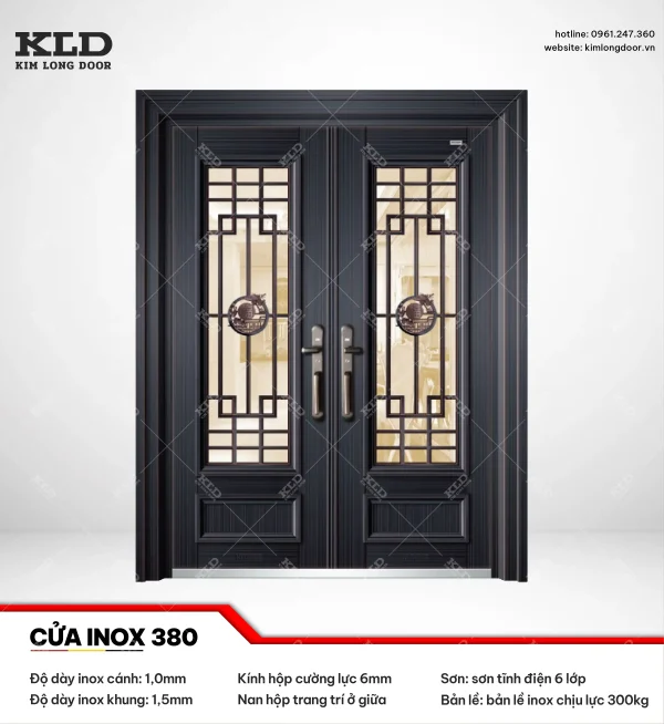 Cửa inox 380 cánh kính Kim Long Door 2026 (9)