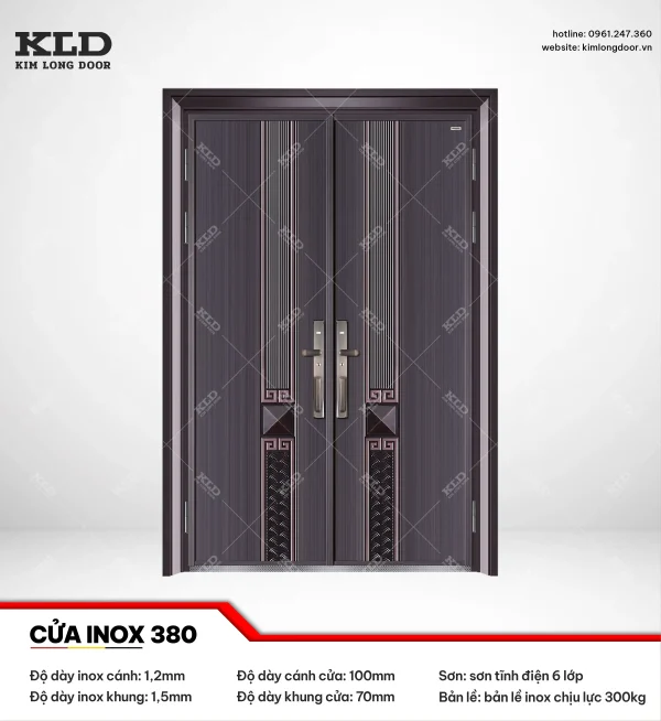 Cửa inox 380 mẫu cánh dày 1,2mm cao cấp Kim Long Door 2026 (4)
