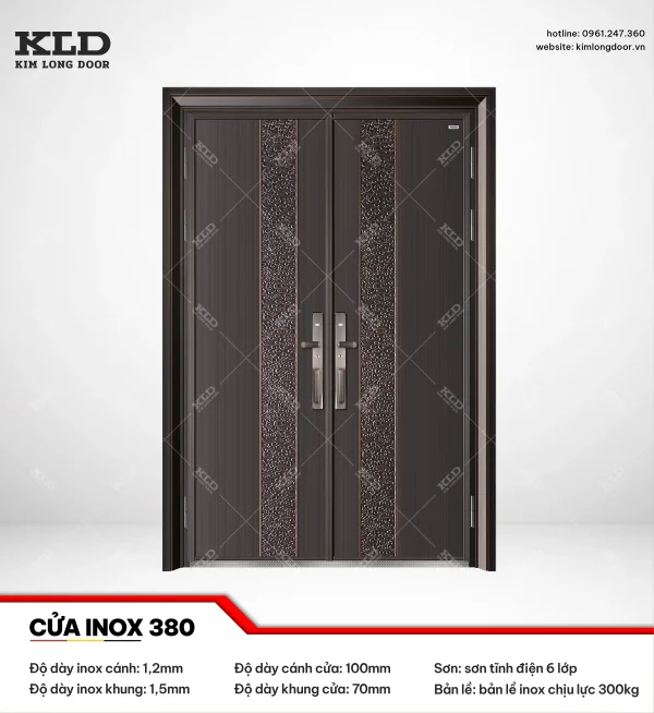 Cửa inox 380 mẫu cánh dày 1,2mm cao cấp Kim Long Door 2026 (5)