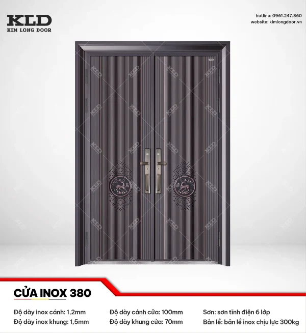 Cửa inox 380 mẫu cánh dày 1,2mm cao cấp Kim Long Door 2026 (6)