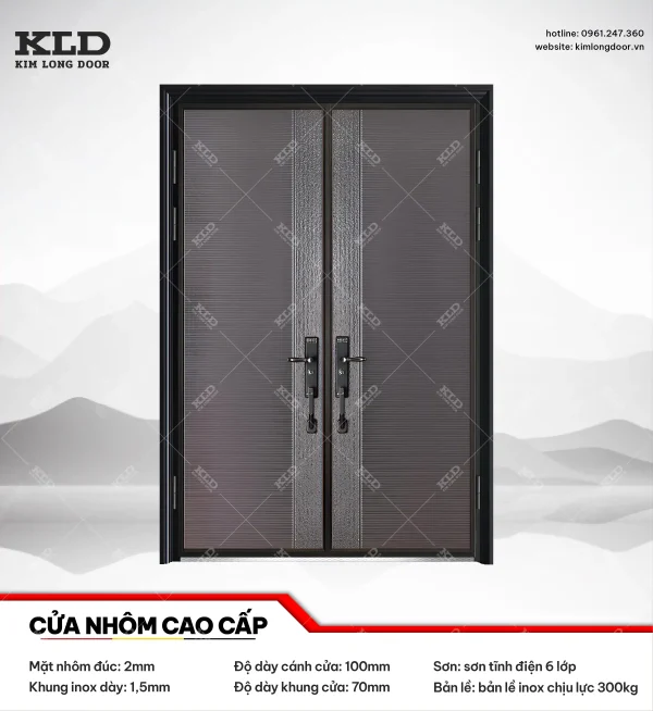 Cửa nhôm cao cấp Kim Long Door độ dày tấm nhôm mặt trước 2mm (10)