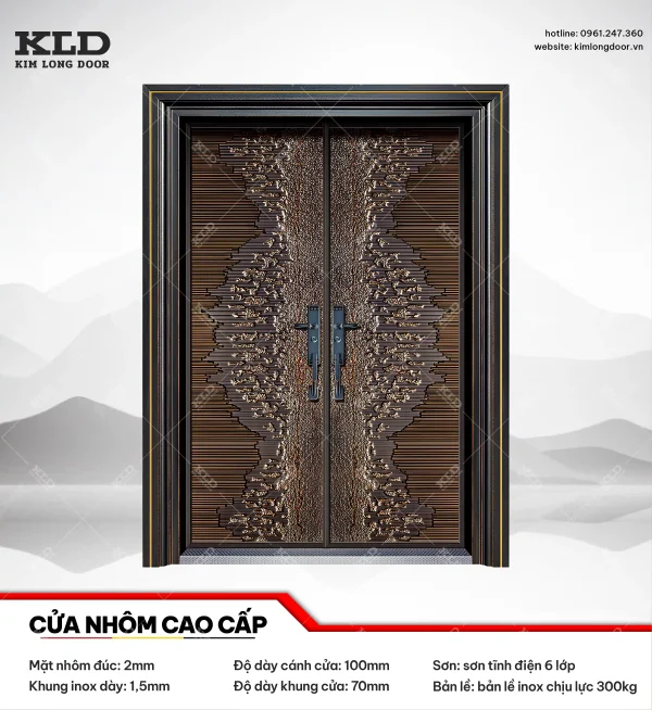Cửa nhôm cao cấp Kim Long Door độ dày tấm nhôm mặt trước 2mm (15)