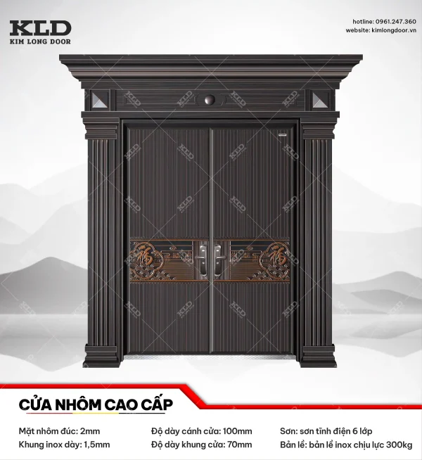 Cửa nhôm cao cấp Kim Long Door độ dày tấm nhôm mặt trước 2mm (9)