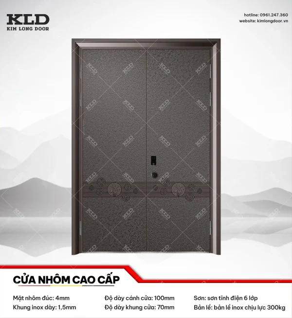 Cửa nhôm cao cấp Kim Long Door độ dày tấm nhôm mặt trước 4mm (1)