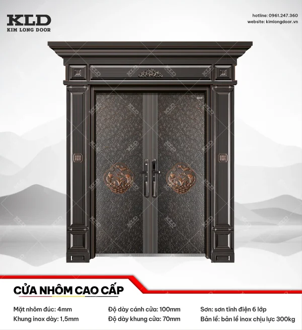 Cửa nhôm cao cấp Kim Long Door độ dày tấm nhôm mặt trước 4mm (2)