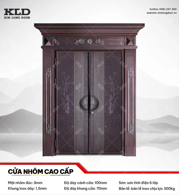 Cửa nhôm nhập khẩu cao cấp mặt nhôm CNC 8mm Kim Long Door (19)