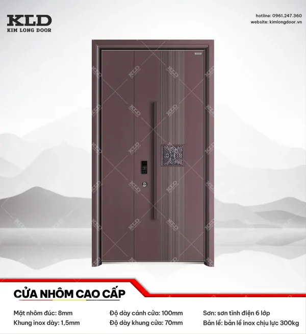 Cửa nhôm nhập khẩu cao cấp mặt nhôm CNC 8mm Kim Long Door (8)