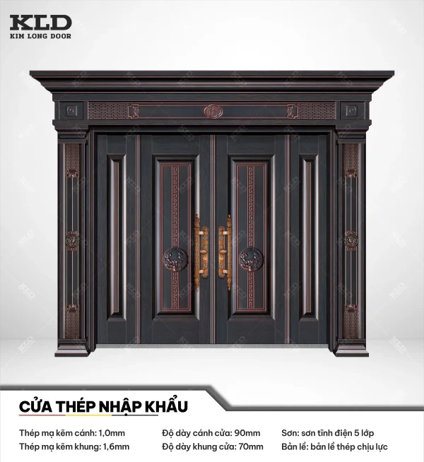 Cửa thép mạ kẽm nhập khẩu Kim Long Door, thép cánh dày 1mm sơn tĩnh điện 5 lớp (12)