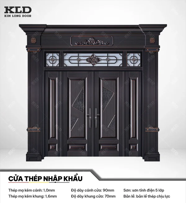 Cửa thép mạ kẽm nhập khẩu Kim Long Door, thép cánh dày 1mm sơn tĩnh điện 5 lớp (3)