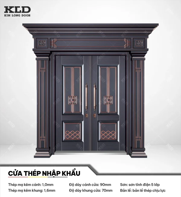 Cửa thép mạ kẽm nhập khẩu Kim Long Door, thép cánh dày 1mm sơn tĩnh điện 5 lớp (5)