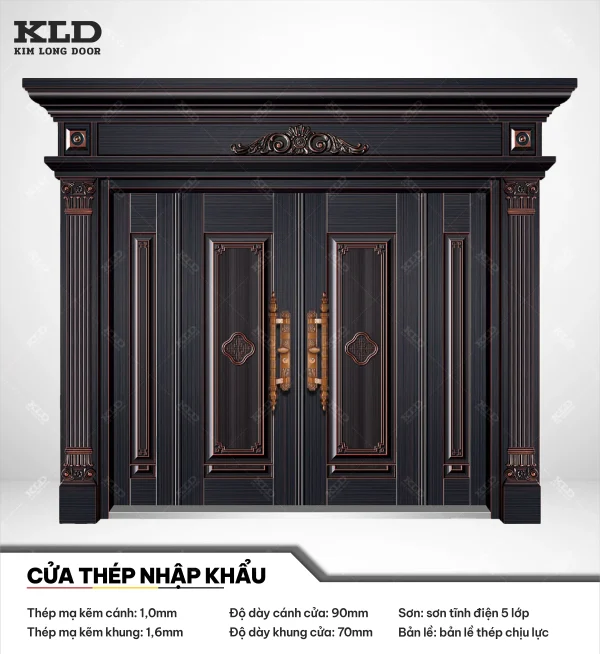 Cửa thép mạ kẽm nhập khẩu Kim Long Door, thép cánh dày 1mm sơn tĩnh điện 5 lớp (6)