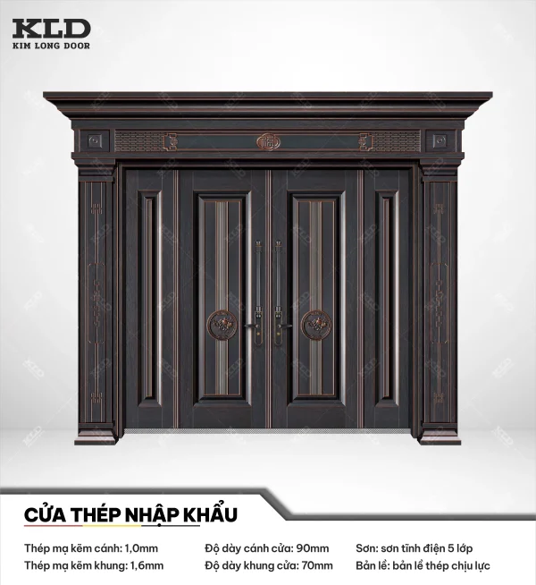 Cửa thép mạ kẽm nhập khẩu Kim Long Door, thép cánh dày 1mm sơn tĩnh điện 5 lớp (9)